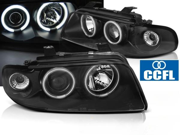 LED Angel Eyes Scheinwerfer für Audi A4 B5 94-98 schwarz CCFL